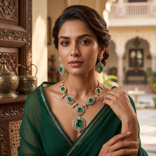 Skylar Premium Moissante & Doublet stone Necklace set