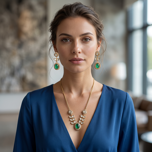 Violeta Moissanite Pota Doublet Necklace Set