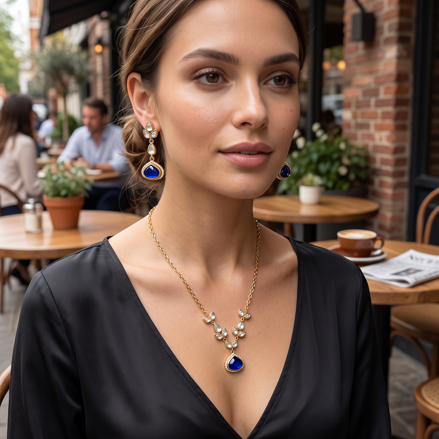 Estrella Moissanite Polki Doublet Stone Necklace Set