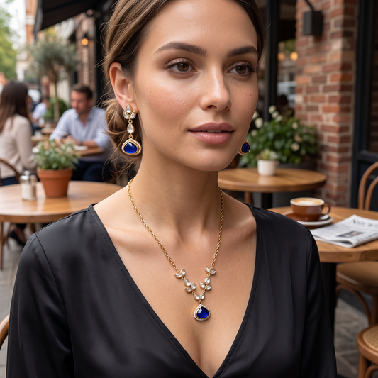 Estrella Moissanite Polki Doublet Stone Necklace Set