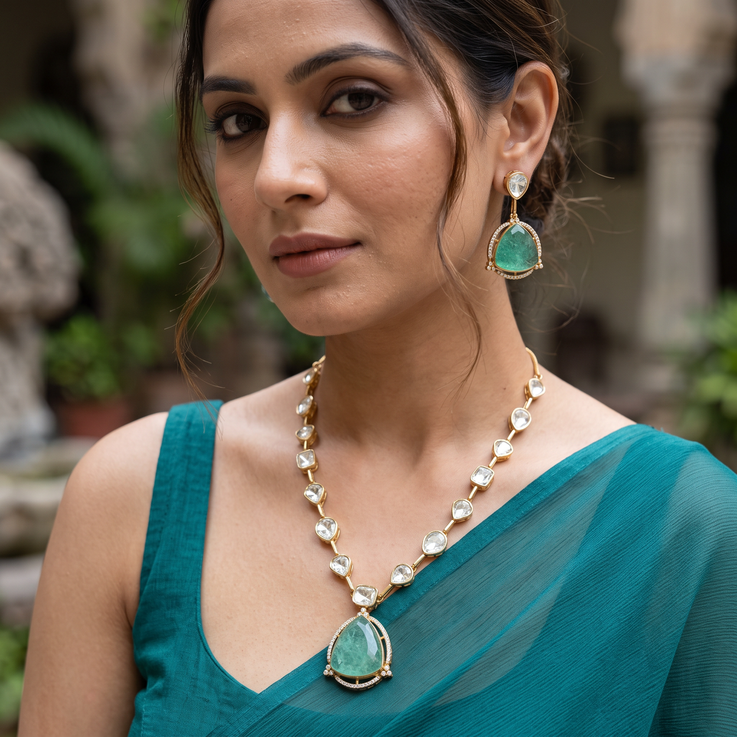 Vienna Moissanite Pota Doublet Necklace Set