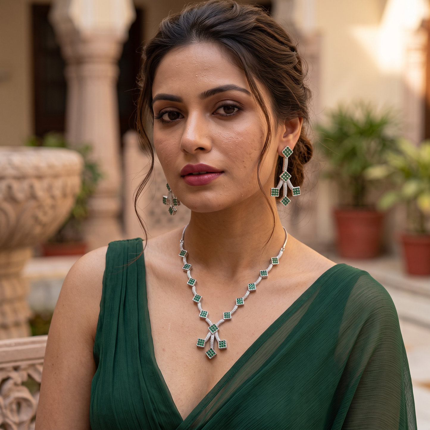 Rosemary Pave Setting Necklace Set