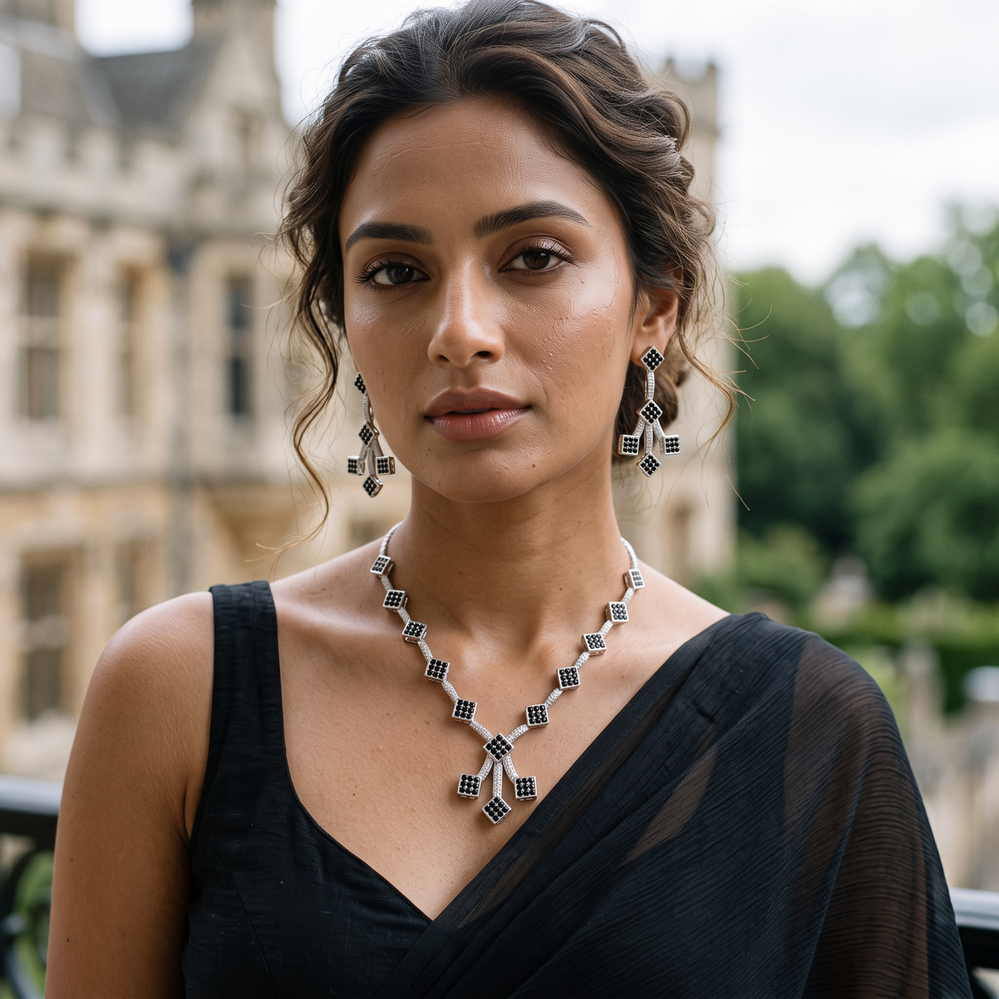 Rosemary Pave Setting Necklace Set