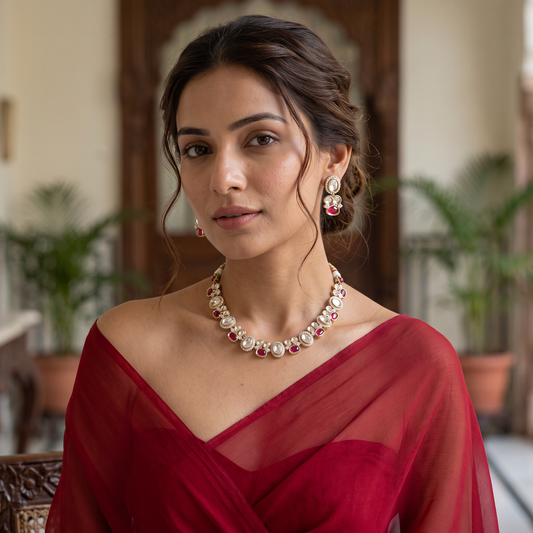 Faye Uncut Polki Necklace Set