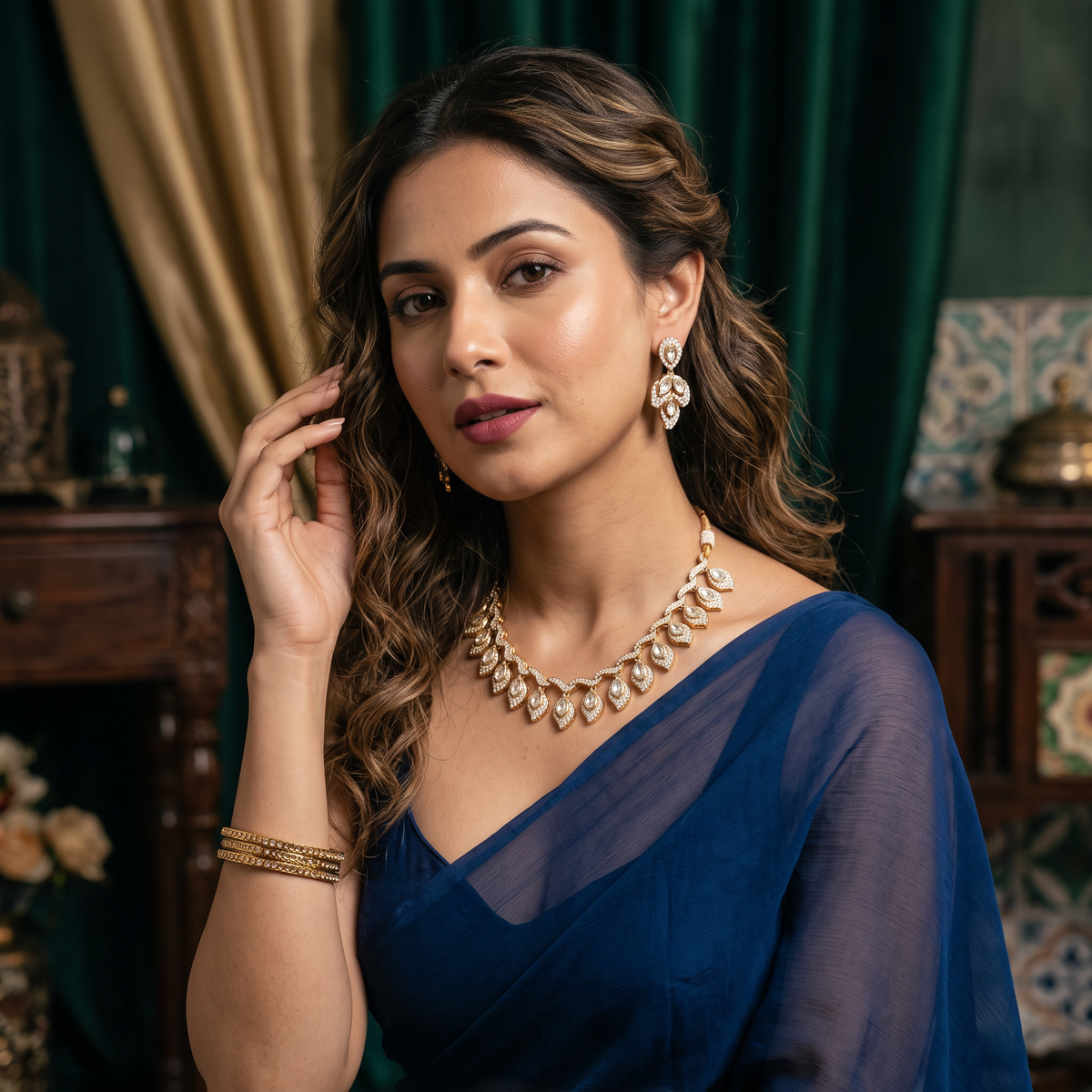 Hannah Uncut Polki Necklace Set