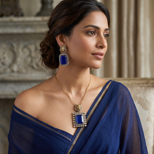 Doublet Stone Chain Pendant