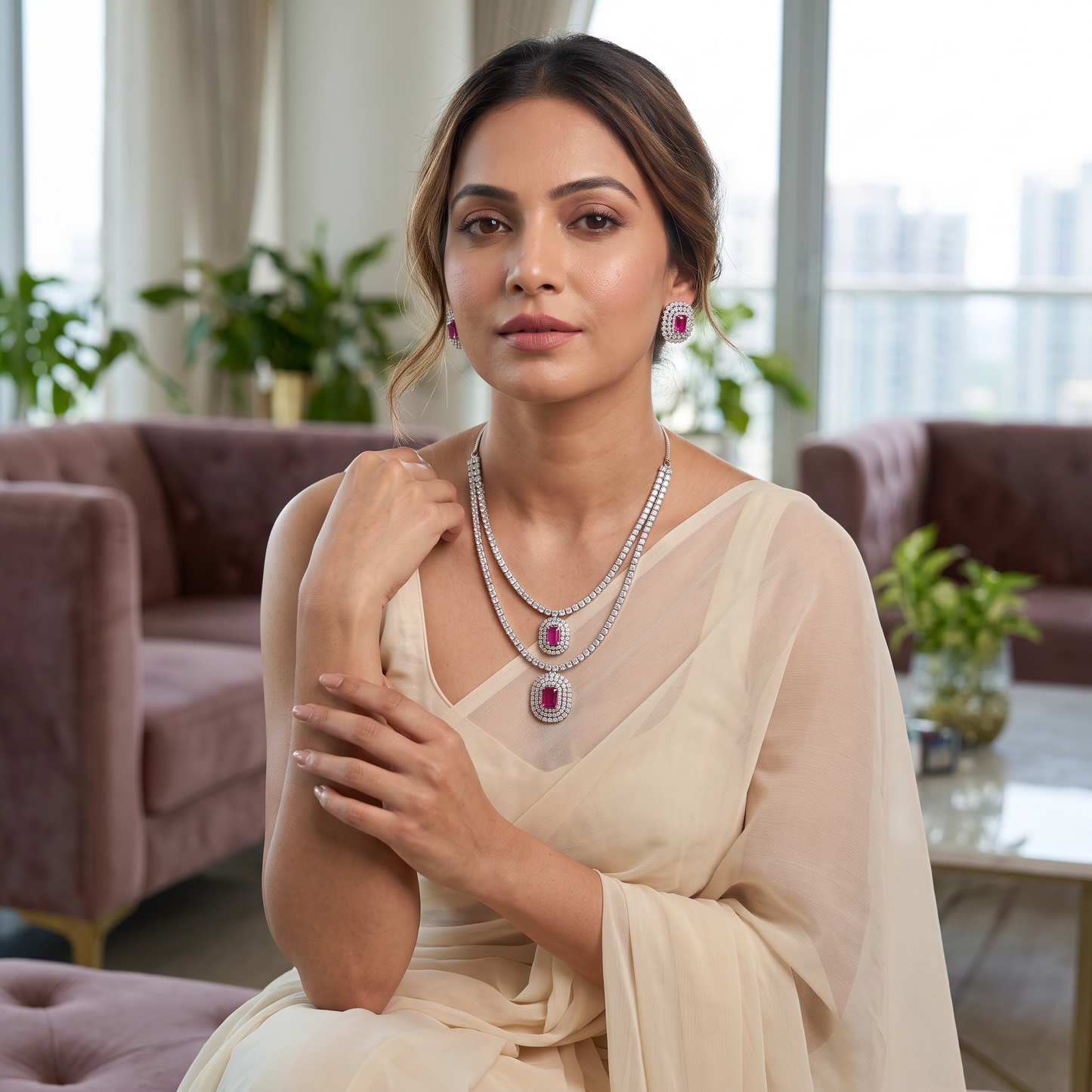 AD Stone Necklace Set