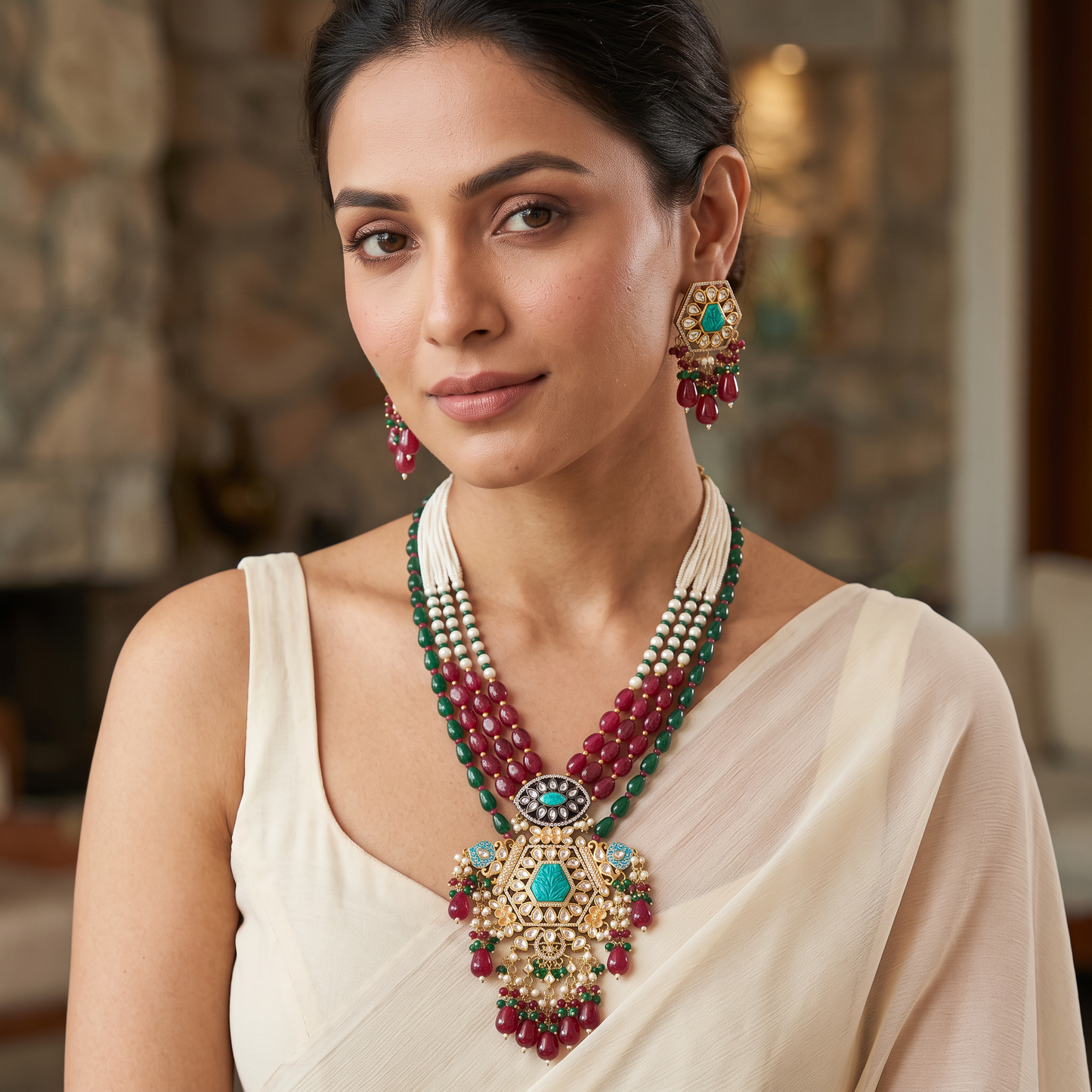 Abigail Premium Long Kundan Necklace  Set
