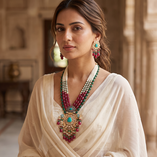 Abigail Premium Long Kundan Necklace  Set