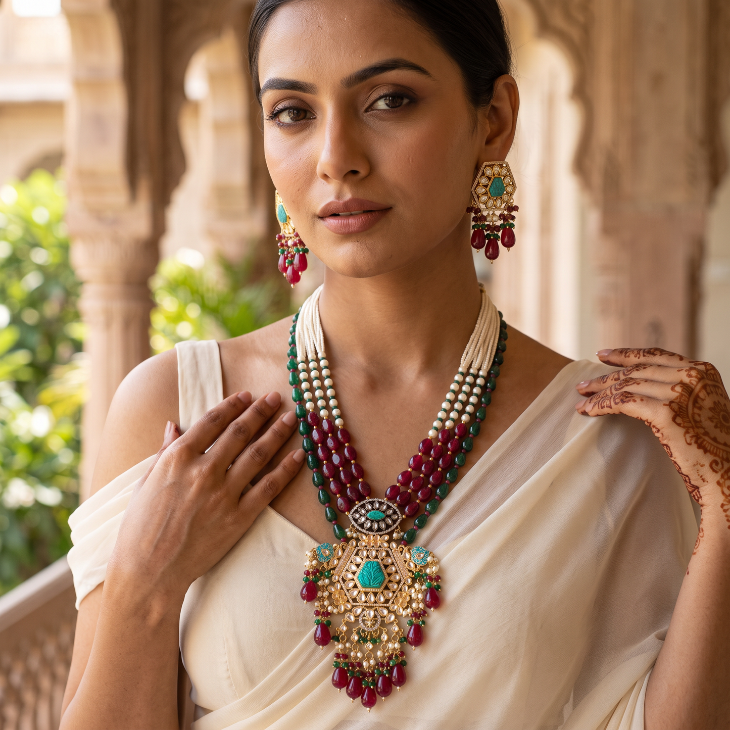 Abigail Premium Long Kundan Necklace  Set