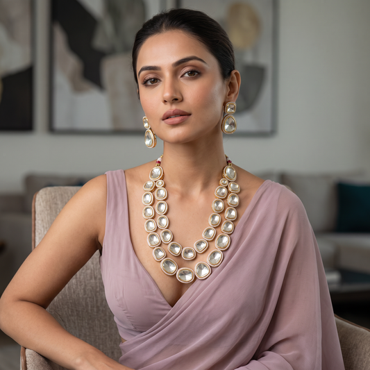 Samantha Premium Polki Necklace Set