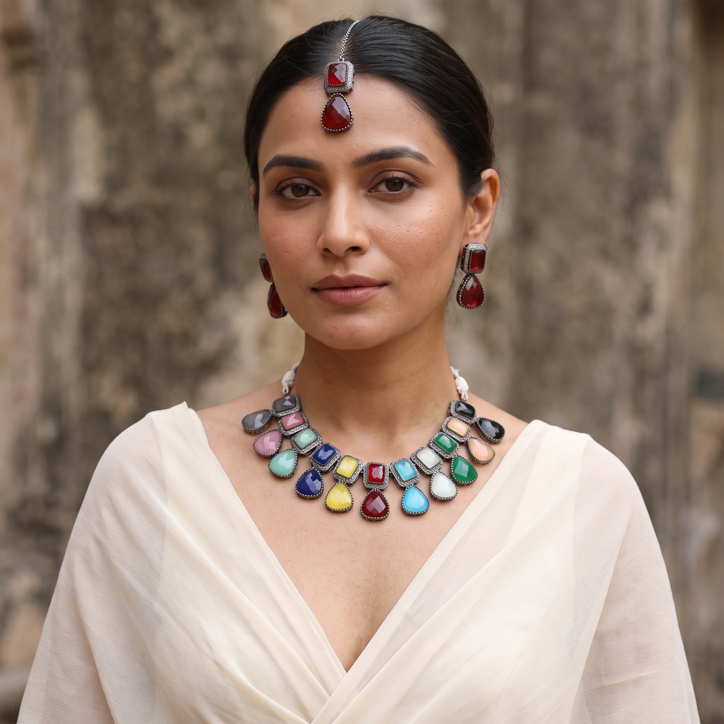 Arlette Victorian Necklace Set with Maang Tikka