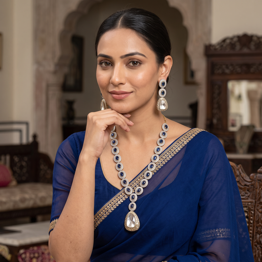 Siya Polki Long Necklace Set