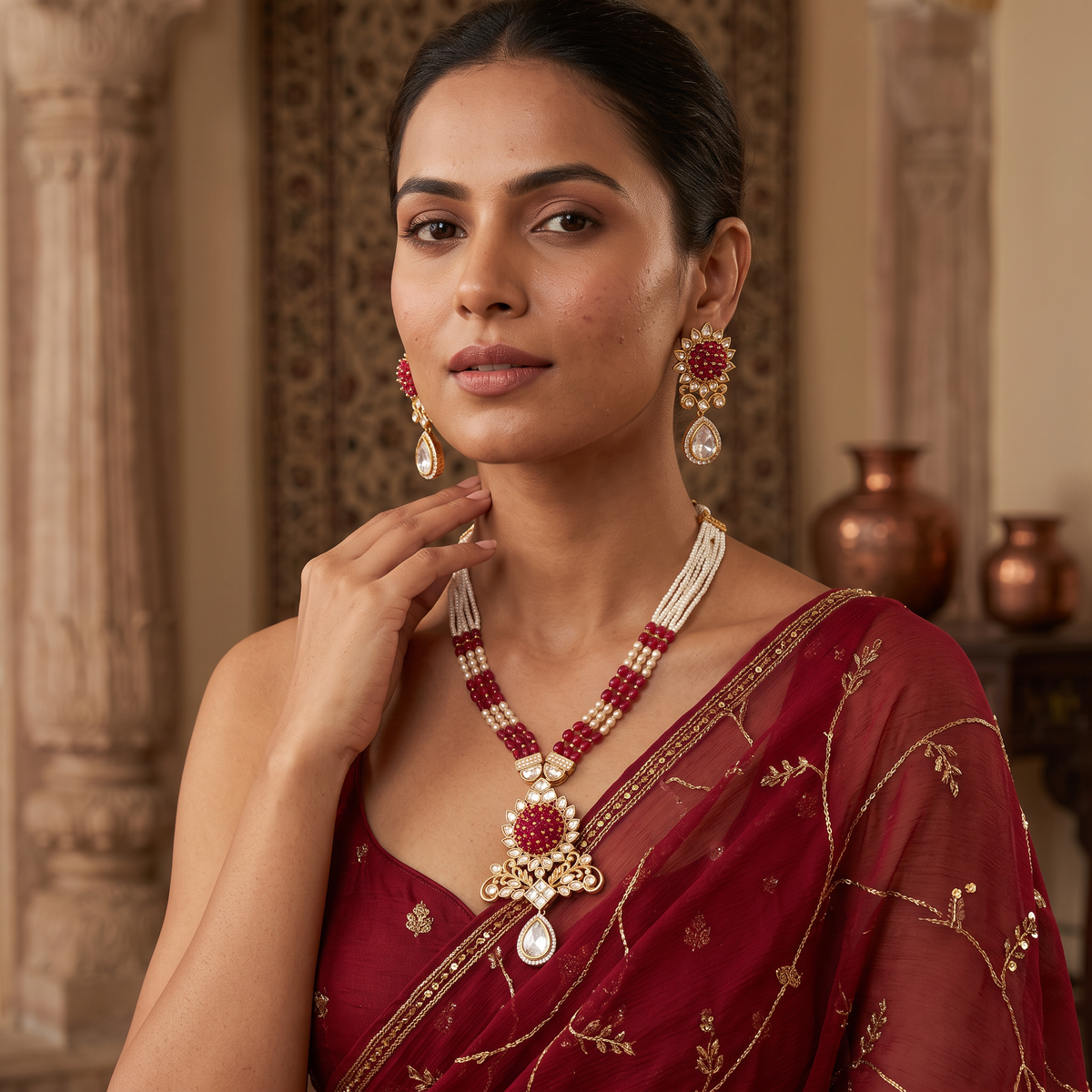 Zofia Kundan Necklace Set