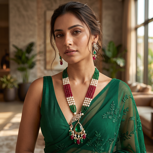Nyssa Peacock Hydrobeads Necklace Set