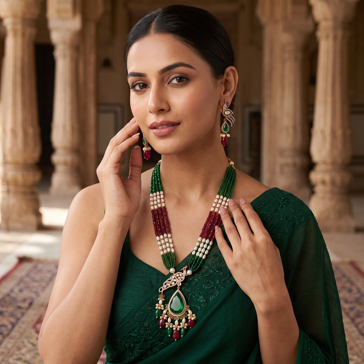 Nyssa Peacock Hydrobeads Necklace Set