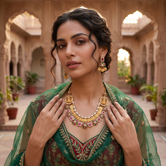 Traditional Temple Laxmi Necklace Set