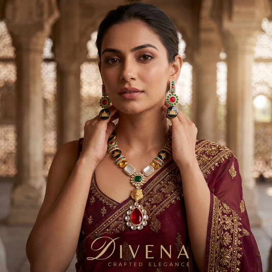 Designer Moissanite ,MOP with Doublet stone Necklace Stone