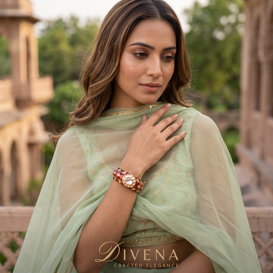 Nyla Uncut Polki Kundan Meenakari Openable Bangle