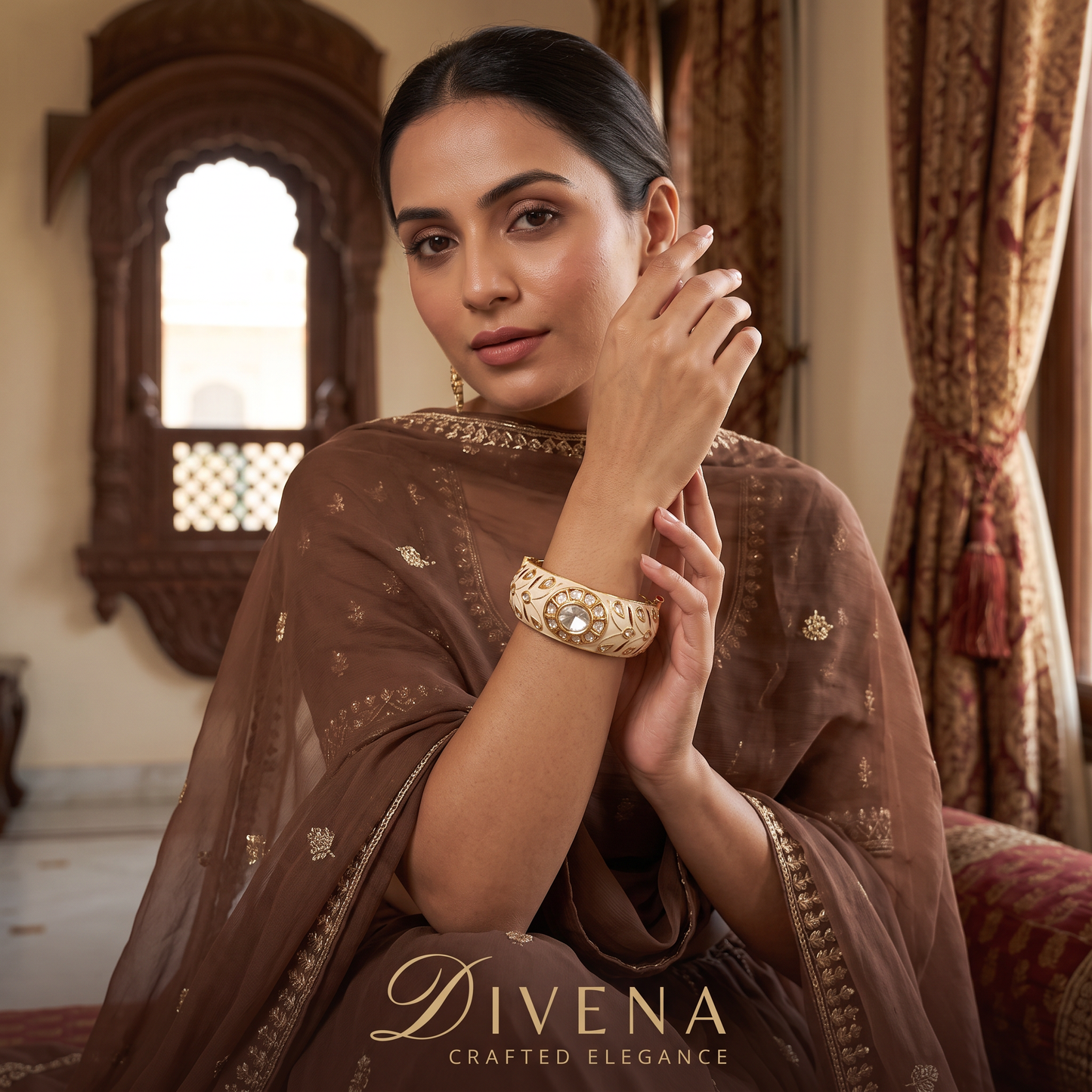 Nyla Uncut Polki Kundan Meenakari Openable Bangle