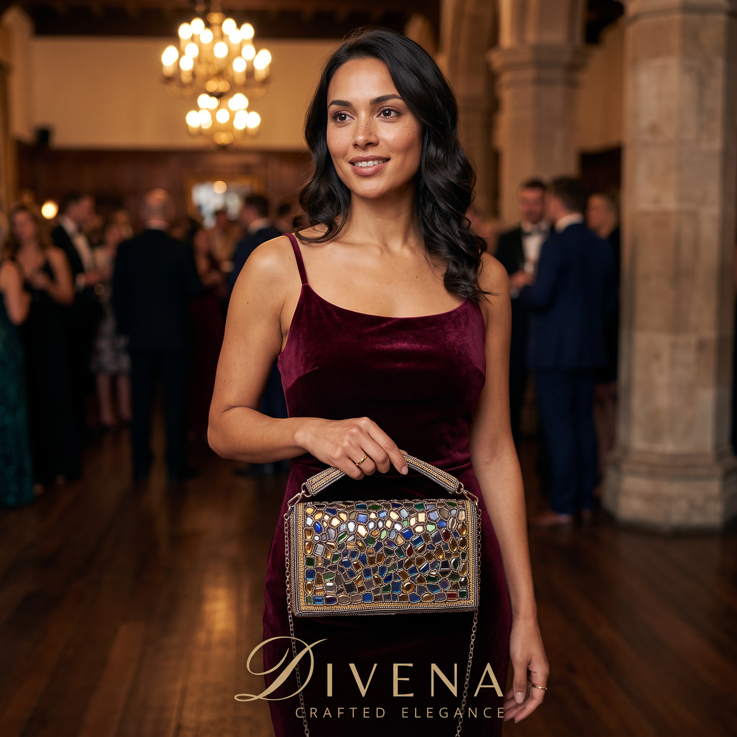 Multicolour Stone Studded Handcrafted Clutch Bag
