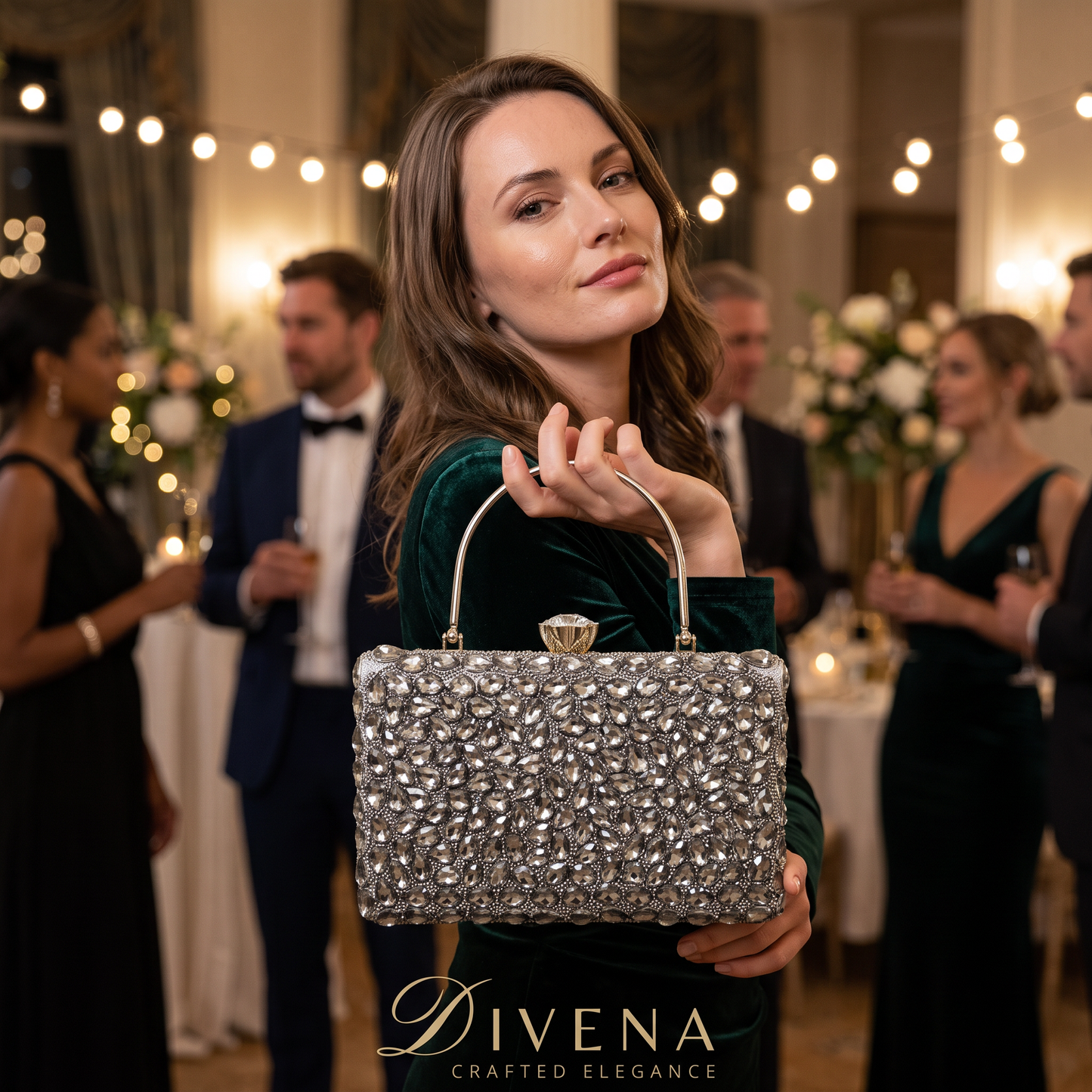 Beads of Drops Embroidery Clutch Bag