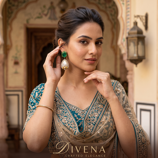 MOP Doublet Dangler Earrings – Divena handcrafted Indian jewellery