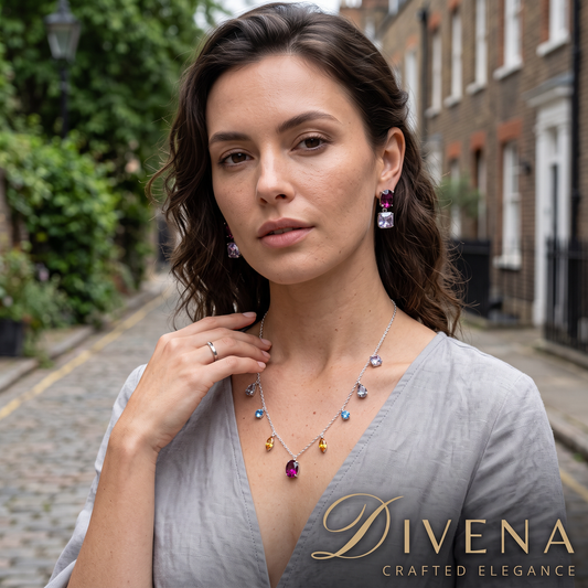 Ellie Mixed Cuts, Multi-Coloured Crystal Necklace Set