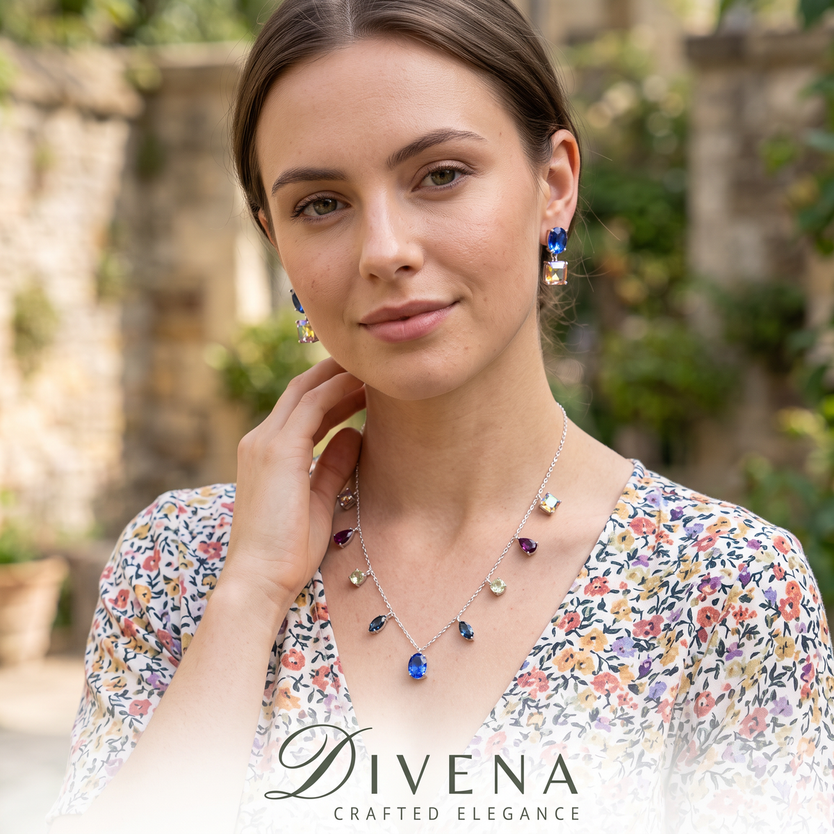 Mollie Mixed Cuts, Multi-Coloured Crystal Necklace Set