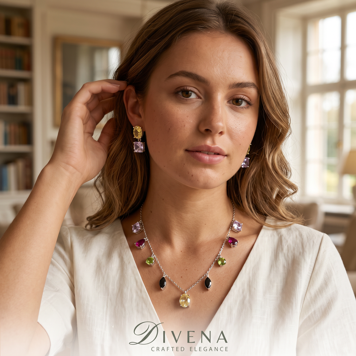 Mollie Mixed Cuts, Multi-Coloured Crystal Necklace Set