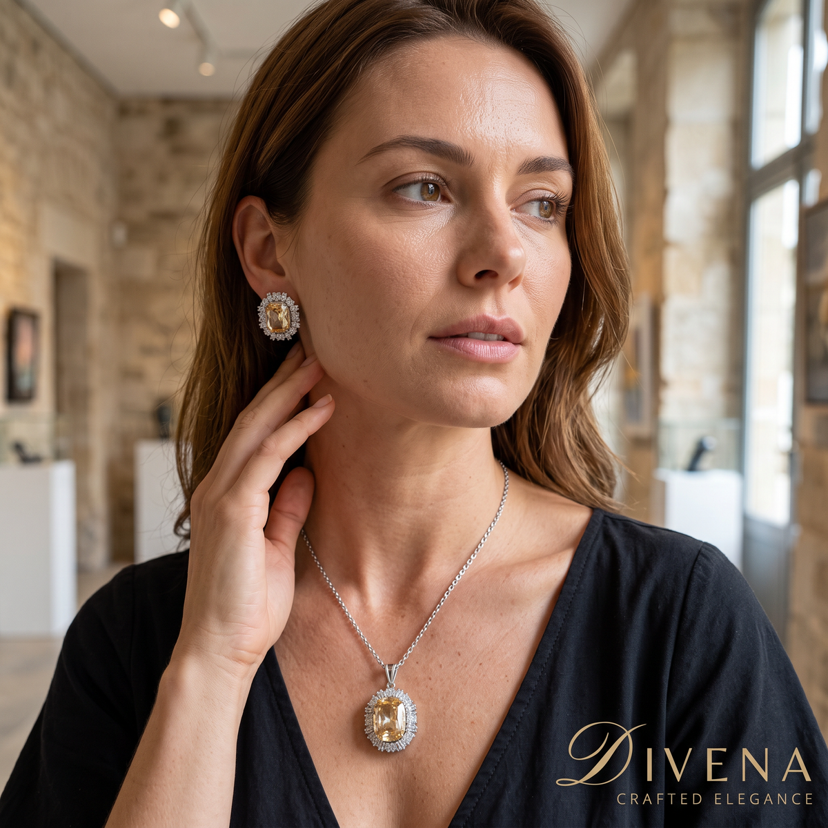 Zara CZ Crystal Pendant Set