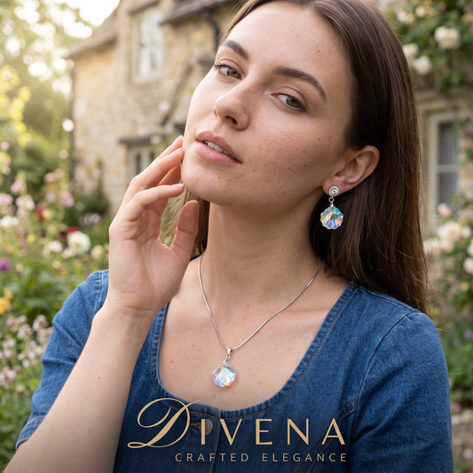 Amy-Mystic Seashell Crystal Pendant Set