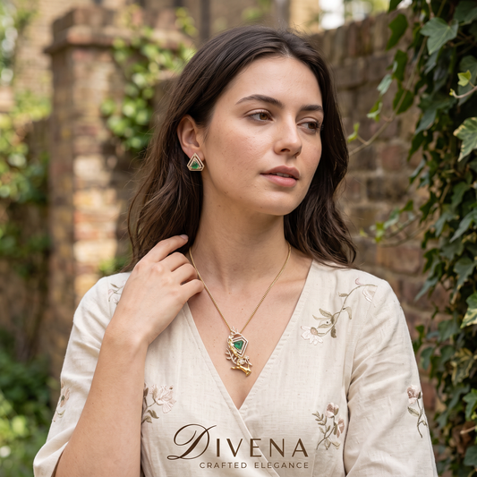 Serena Doublet Pendant Set – Divena handcrafted Indian jewellery