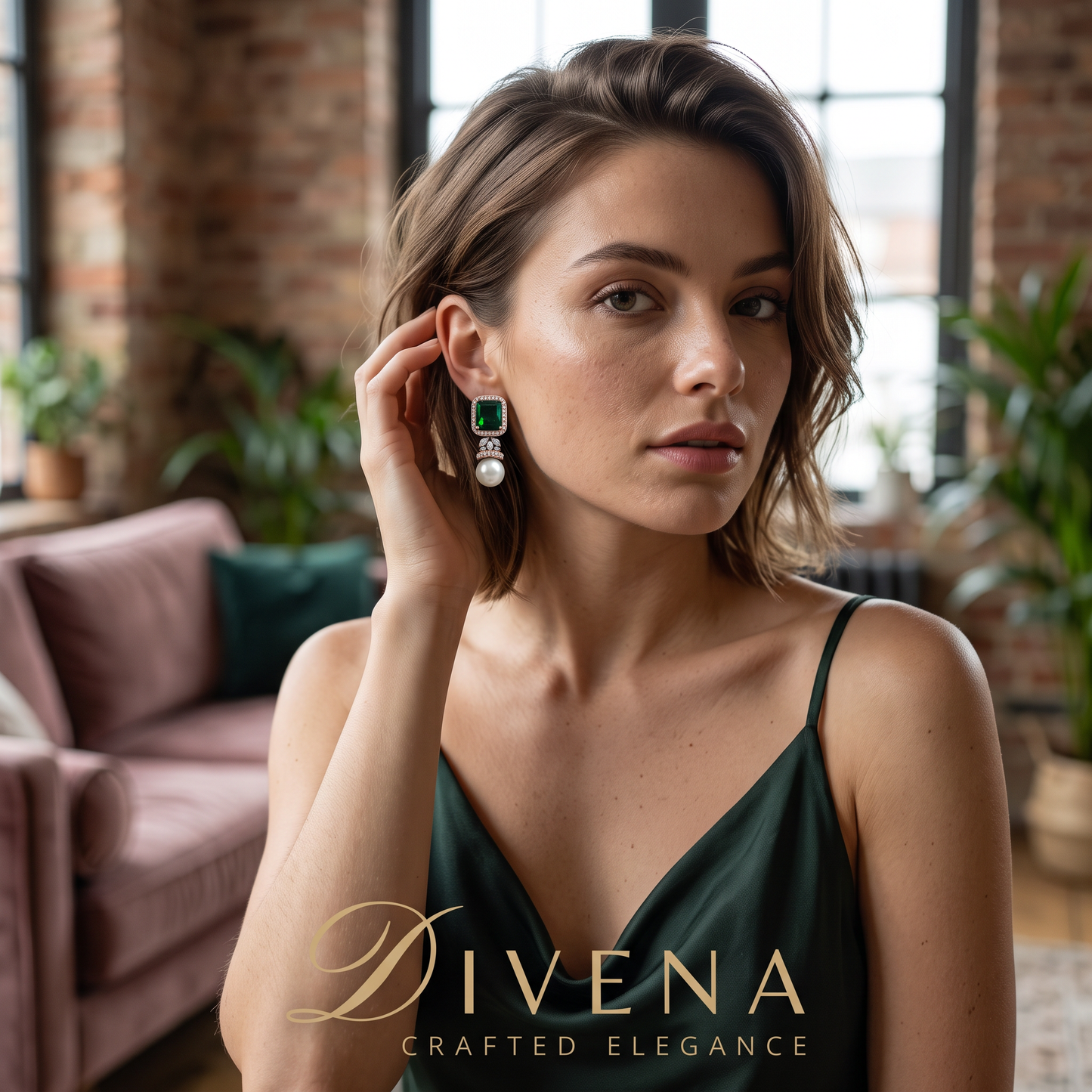 Sienna Crystal with Pearl Drop Earrings