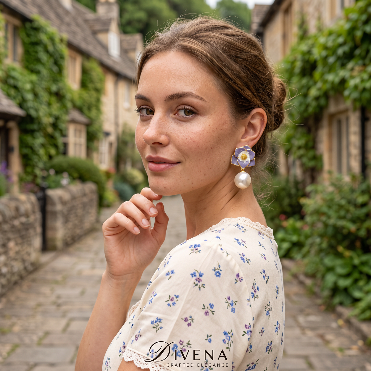Zara Enamel Pearl Dangler Earrings