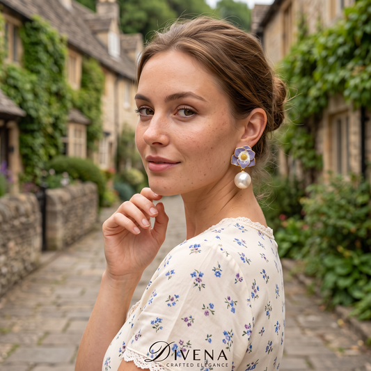 Zara Enamel Pearl Dangler Earrings
