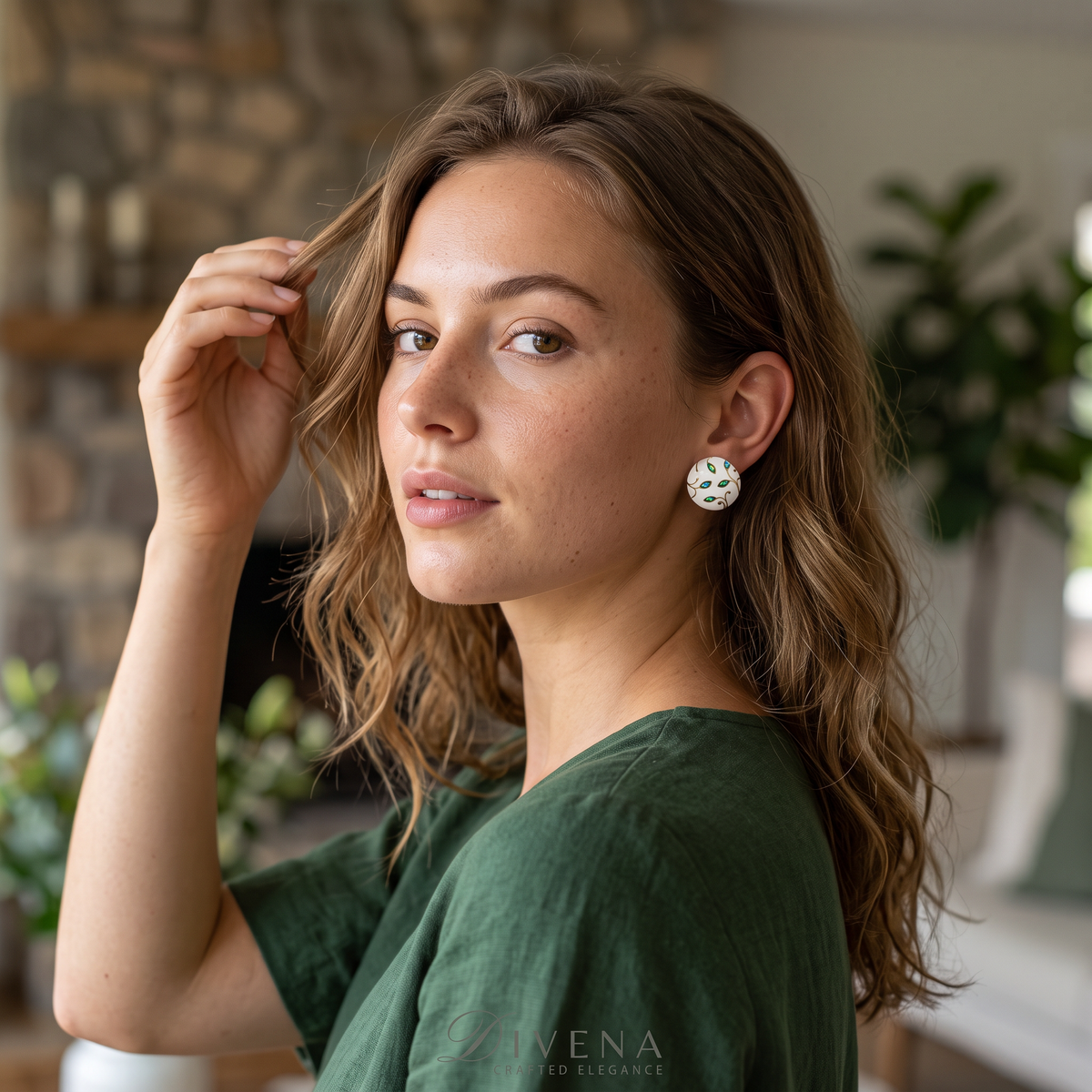 Celeste Enamel Stud Earrings – Divena handcrafted Indian jewellery