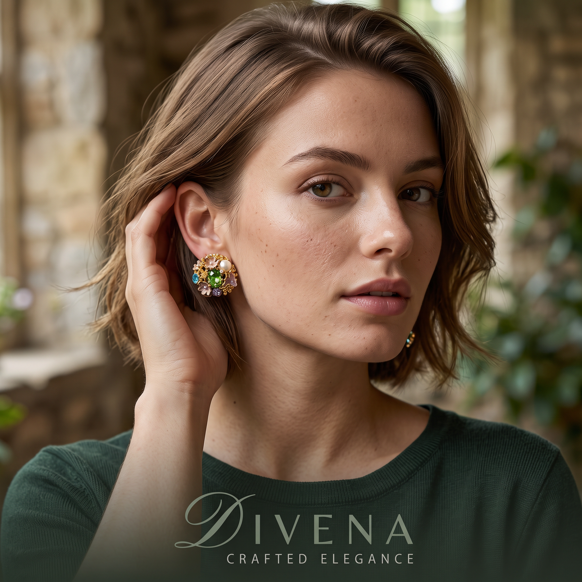 Olive Butterfly Fusion Stud Earrings – Divena handcrafted Indian jewellery