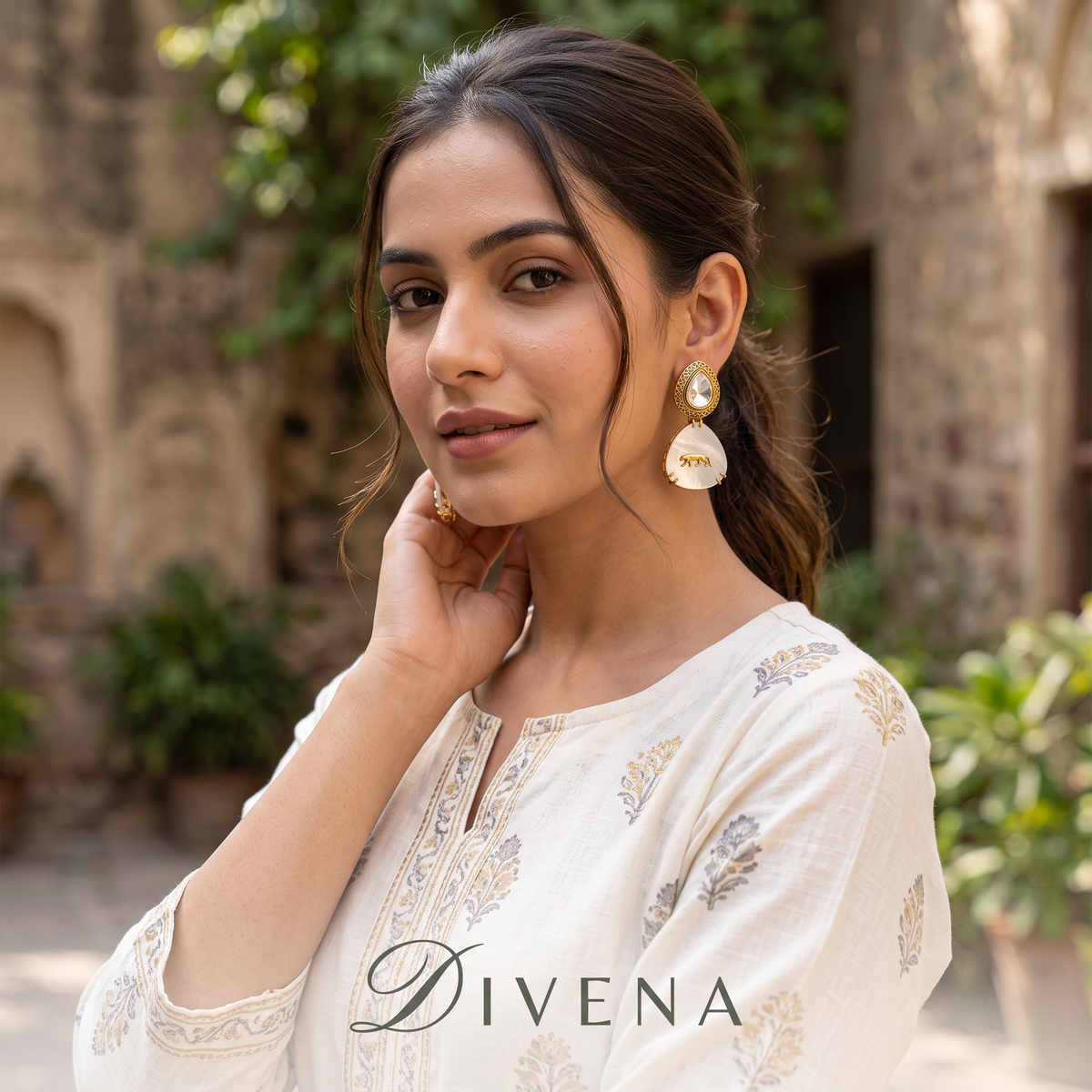 Greta MOP & Polki Dangle Earrings