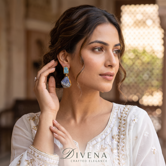 Double stone Dangle Earring
