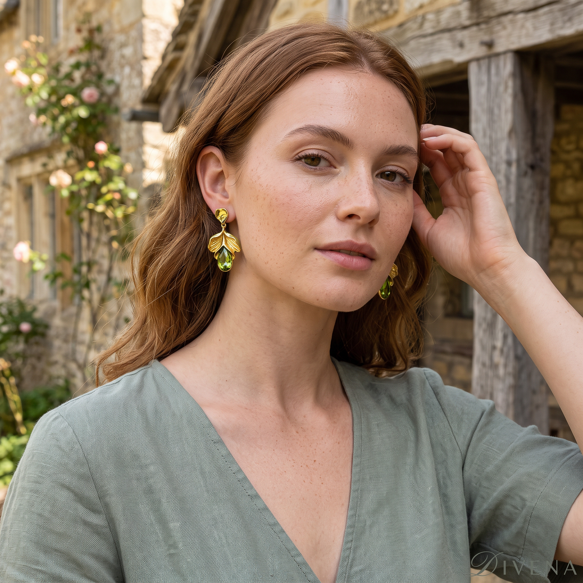 Maryam Enamel Crystal Dangler Earrings