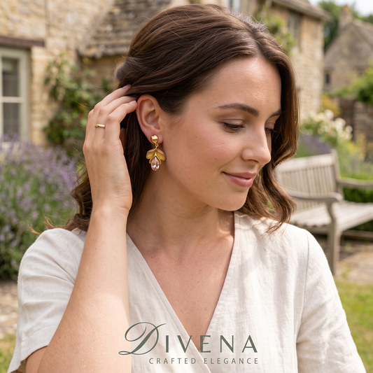 Maryam Enamel Crystal Dangler Earrings