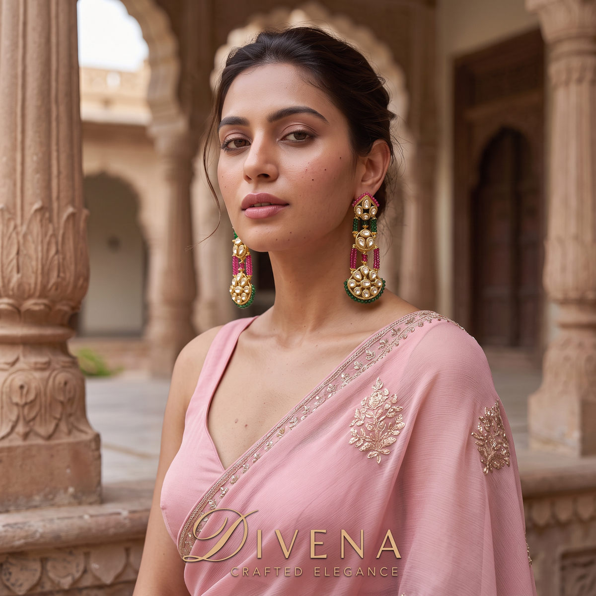 Kundan Statement Dangler Earrings – Divena handcrafted Indian jewellery