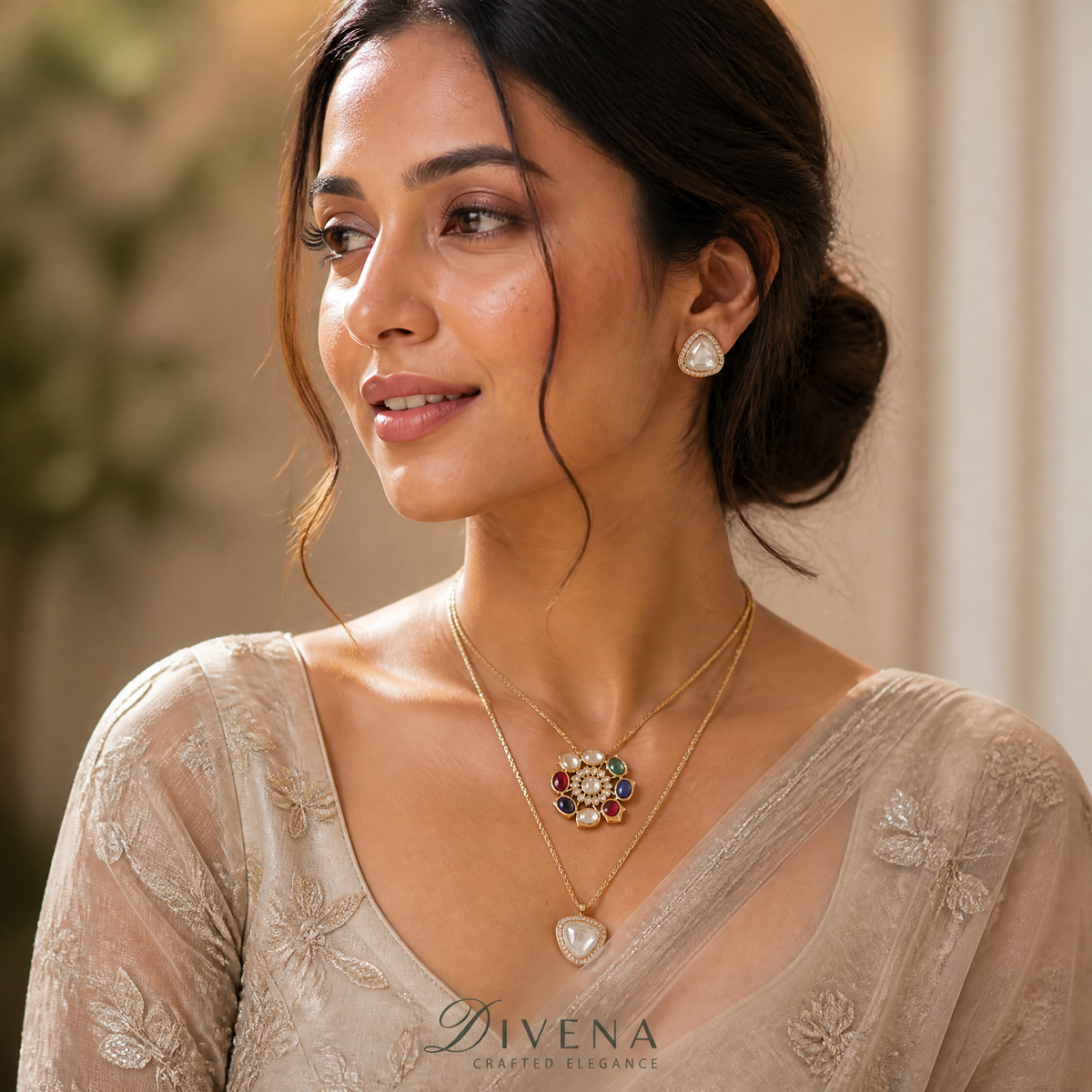 Keira Navratan Polki Necklace Set