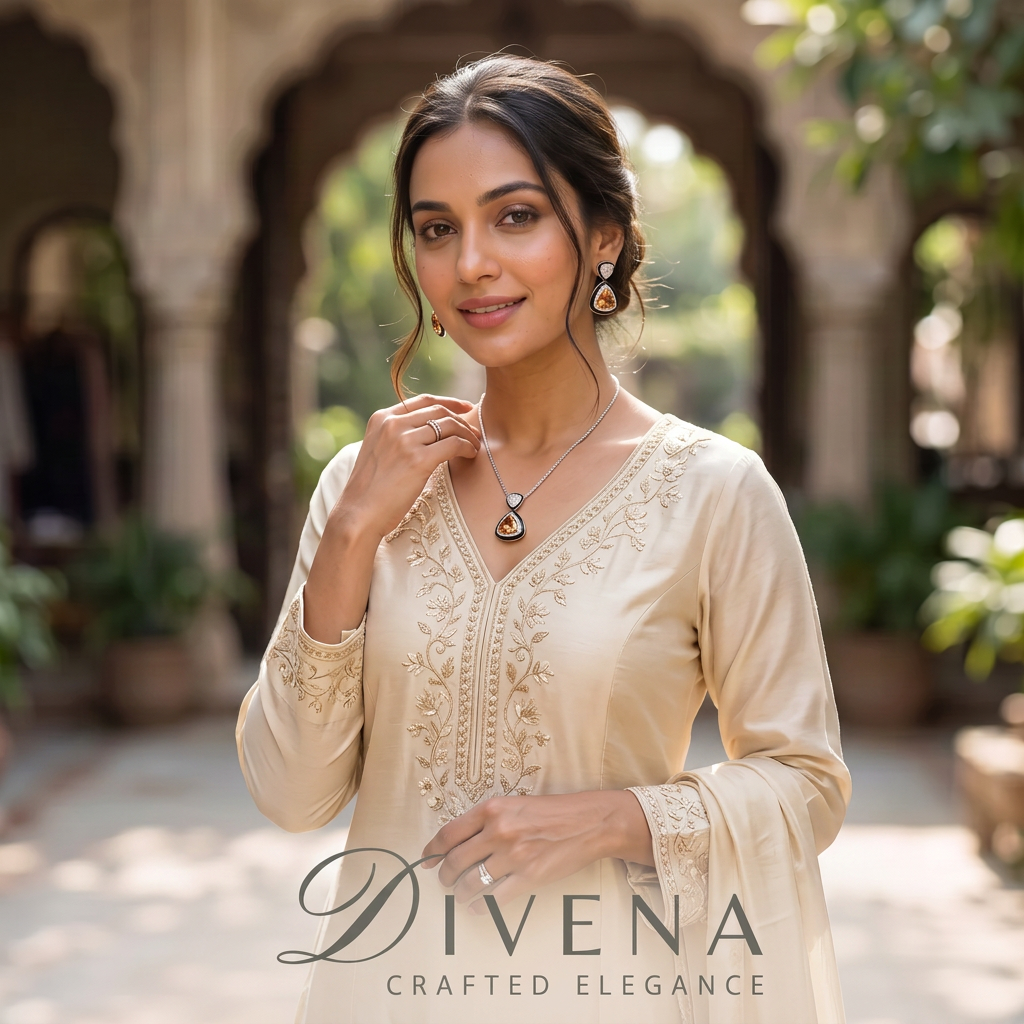 Naomi Crystal Pendant Set – Divena handcrafted Indian jewellery