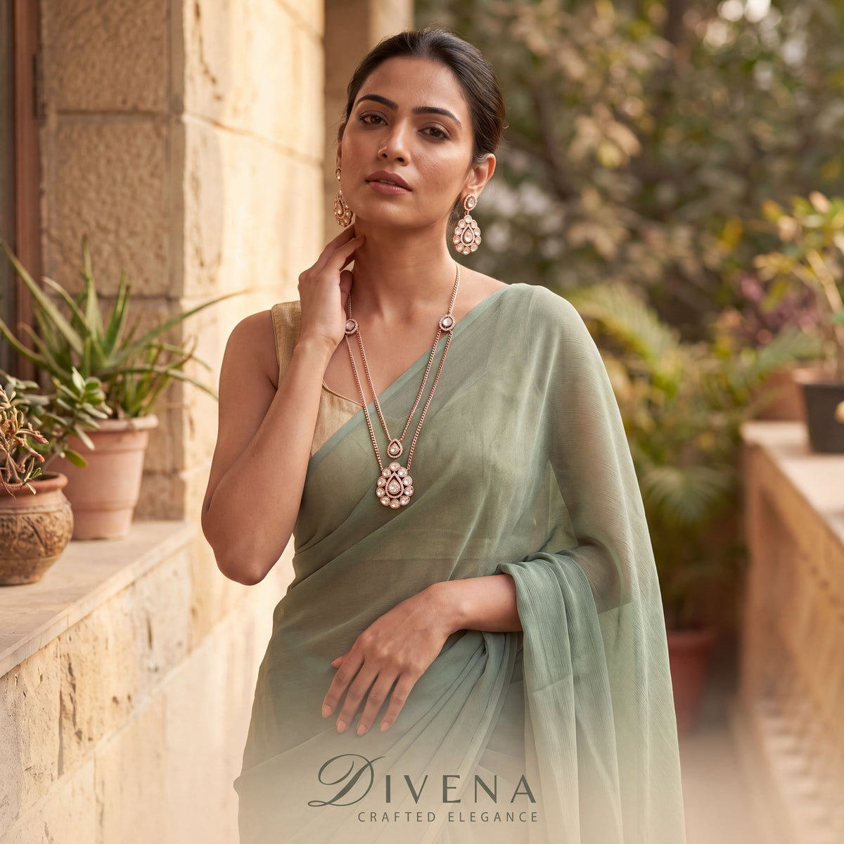 Everleigh Moissanite Pendant Set – Divena handcrafted Indian jewellery