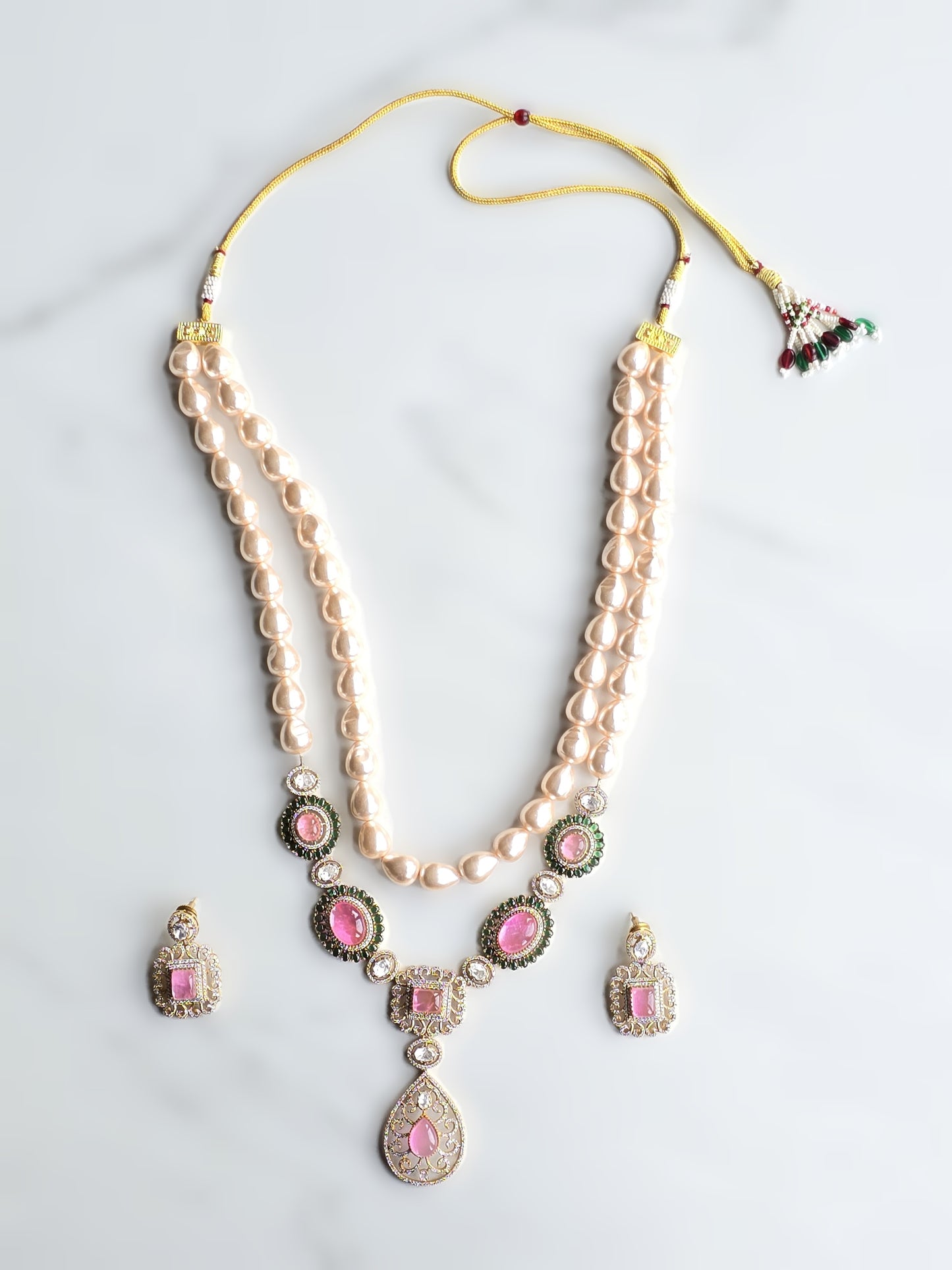 Mirha Pearl & Doublet Stone Necklace Set