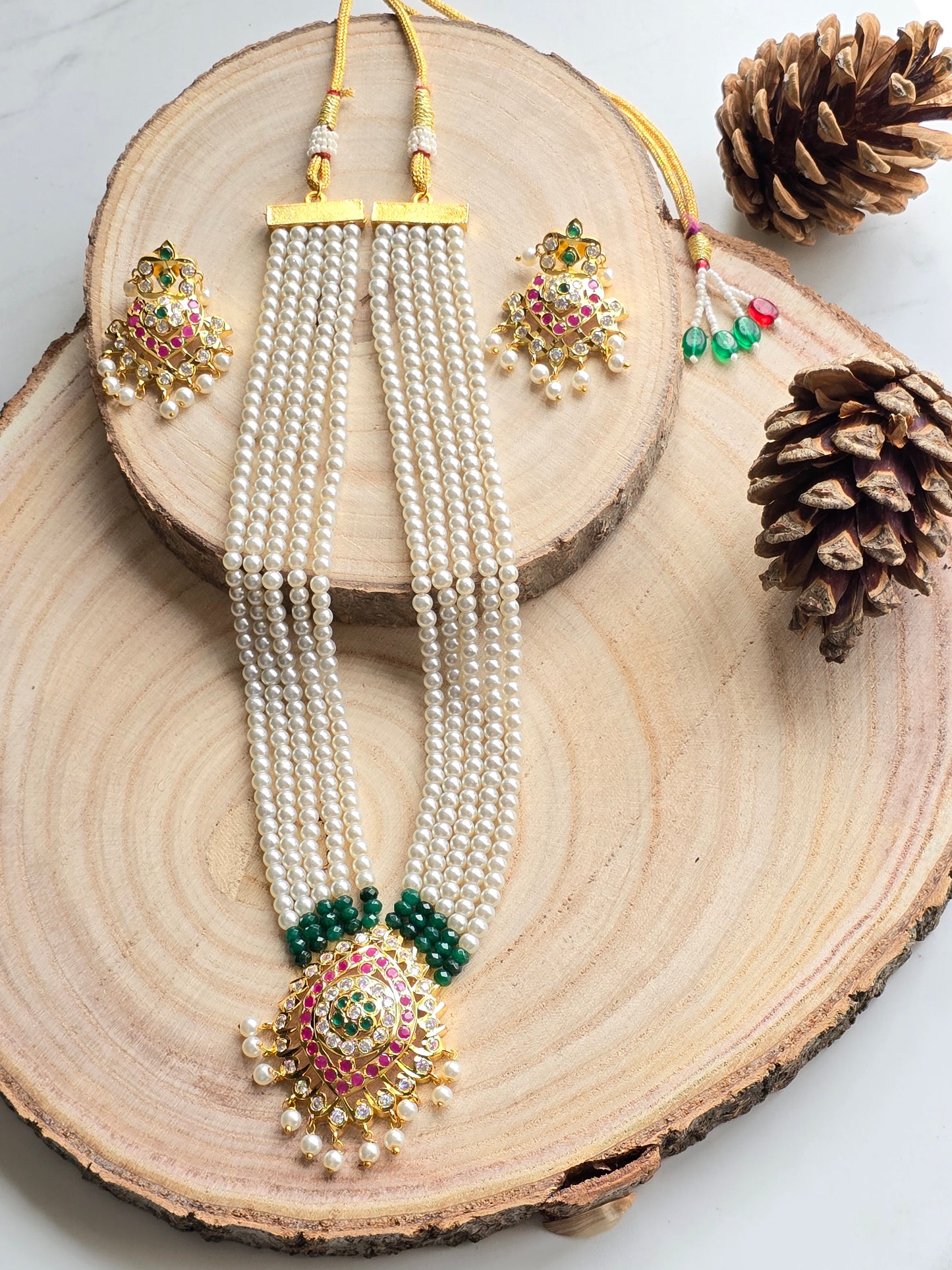 Alice Hyderabadi Jadau Pearl Necklace Set