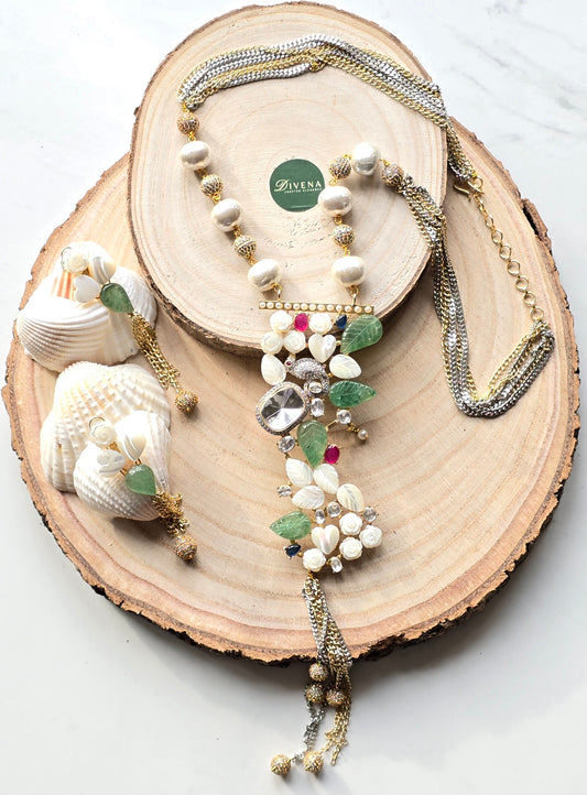 Briony Mother of Pearl Fusion Long Necklace Set