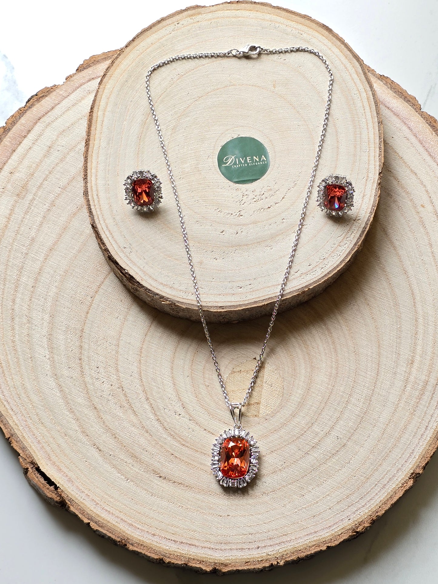 CZ Crystal Pendant Set